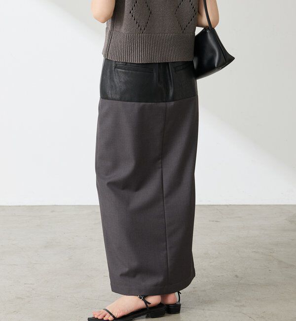  「レザーコンビタイトスカート」|スカート|
