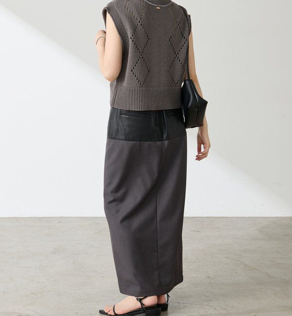  「レザーコンビタイトスカート」|スカート|