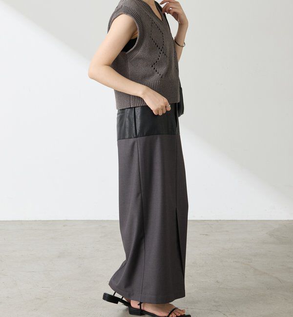  「レザーコンビタイトスカート」|スカート|