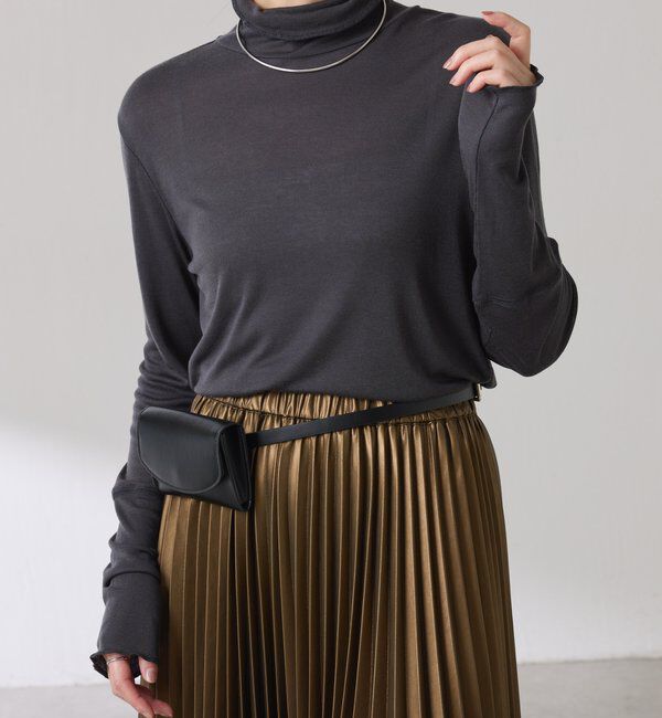  「ウール混シアータートル」|Tシャツ・カットソー|チャコールグレー