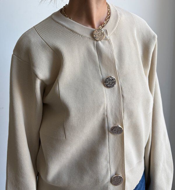  「【WEB限定】BIGボタンダイバーニットカーディガン」|カーディガン|