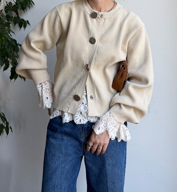  「【WEB限定】BIGボタンダイバーニットカーディガン」|カーディガン|