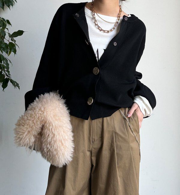  「【WEB限定】BIGボタンダイバーニットカーディガン」|カーディガン|ブラック