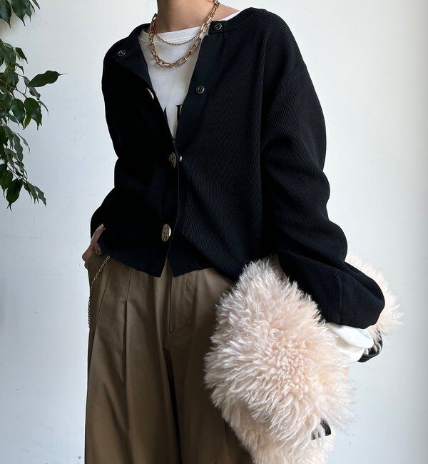  「【WEB限定】BIGボタンダイバーニットカーディガン」|カーディガン|