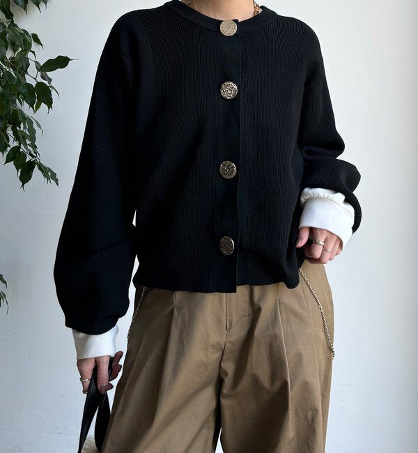  「【WEB限定】BIGボタンダイバーニットカーディガン」|カーディガン|