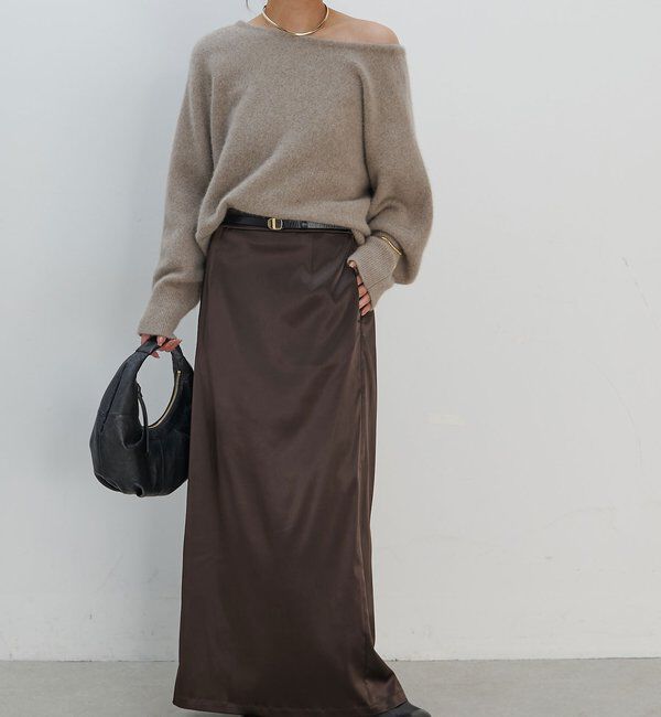  「【手洗い可能】ストレッチサテンタイトスカート」|スカート|