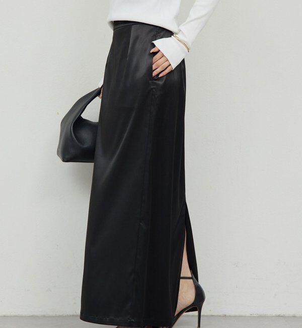  「【手洗い可能】ストレッチサテンタイトスカート」|スカート|