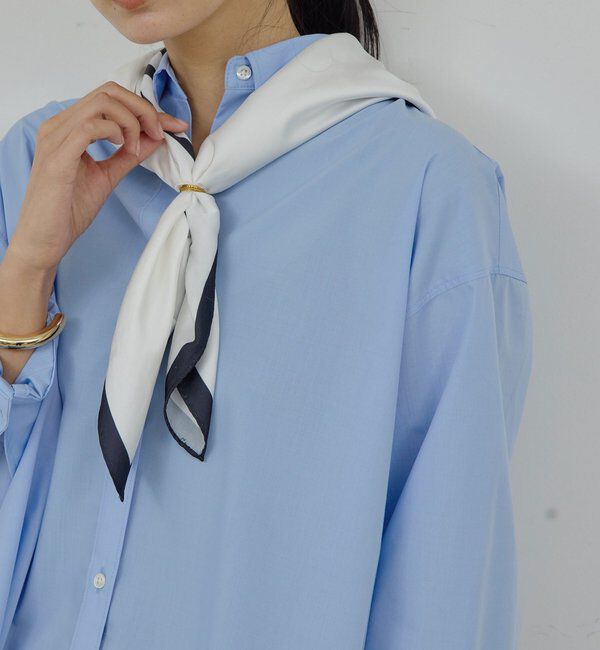  「【MANAKAコラボ】スカーフセットシャツ」|シャツ・ブラウス|サックスブルー