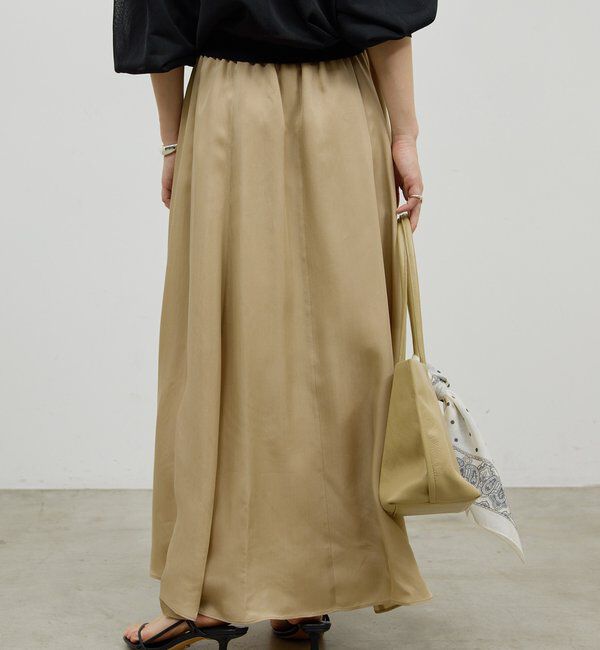  「【楽ちん&times;エレガント】【セットアップ対応】キュプラフレアスカート」|スカート|