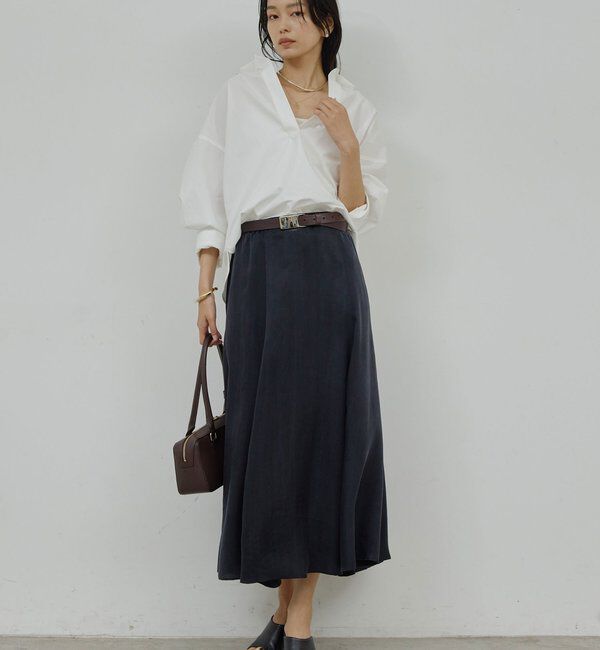  「【楽ちん&times;エレガント】【セットアップ対応】キュプラフレアスカート」|スカート|