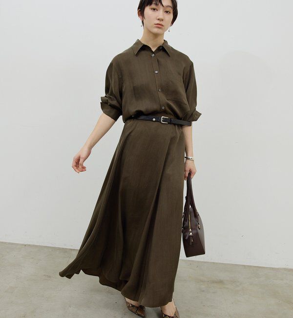  「【楽ちん&times;エレガント】【セットアップ対応】キュプラフレアスカート」|スカート|