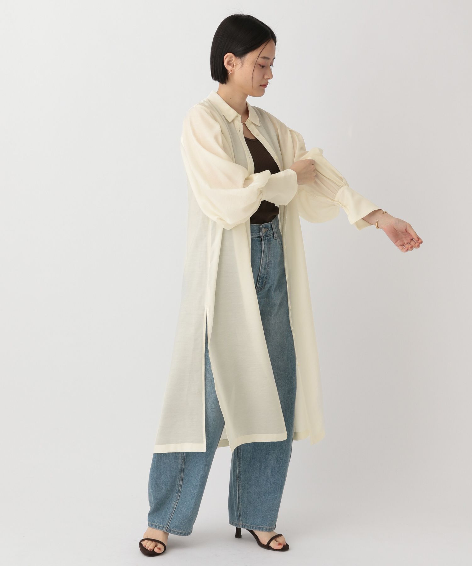 A part by 「シアーシャツワンピース」|ワンピース|