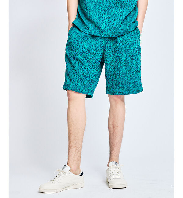 ABAHOUSE「【セットアップ対応】ウェーブリンクル　フクレジャガード ショートパンツ/ オーバ」|その他|グリーン