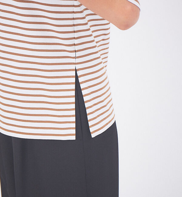 qualite「バックラウンドネックボーダーカットソー」|Tシャツ・カットソー|