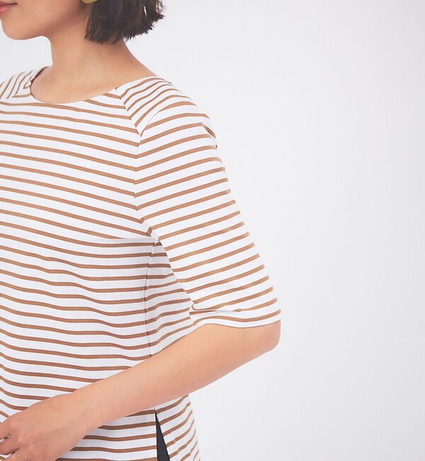 qualite「バックラウンドネックボーダーカットソー」|Tシャツ・カットソー|