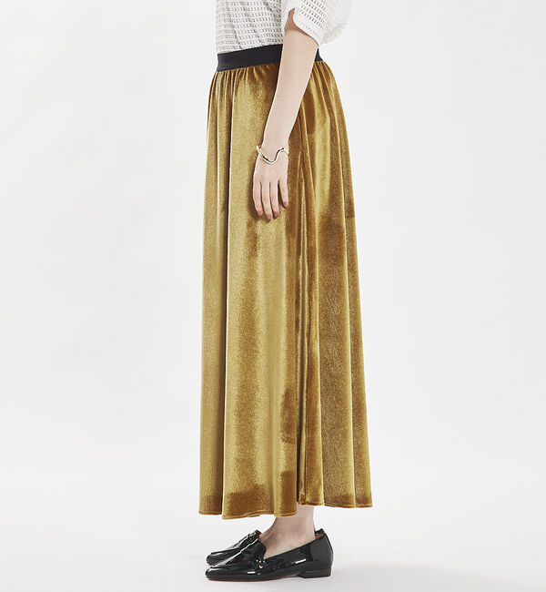 abahouse mavie「フラワープリント＆ベロアロングスカート」|スカート|