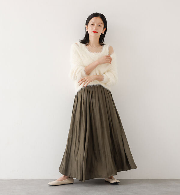 abahouse mavie「ヴィンテージサテンギャザースカート」|スカート|