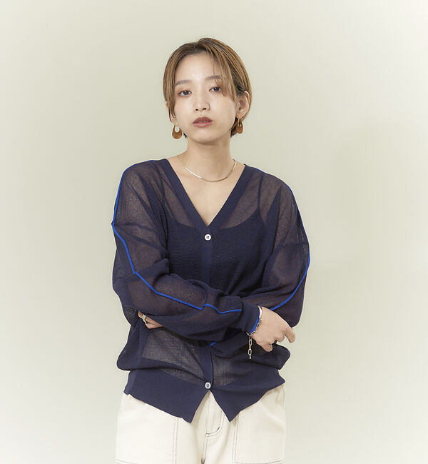 NOMINE「【前後着用可】2WAYシアーラインカーディガン」|カーディガン|