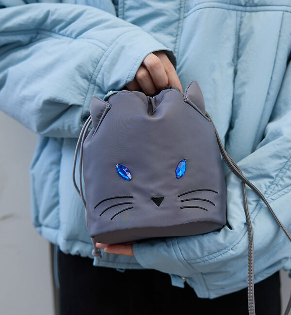 NOMINE「【FAVORI】黒猫 灰猫 巾着ショルダーバッグ」|ショルダー・メッセンジャー|