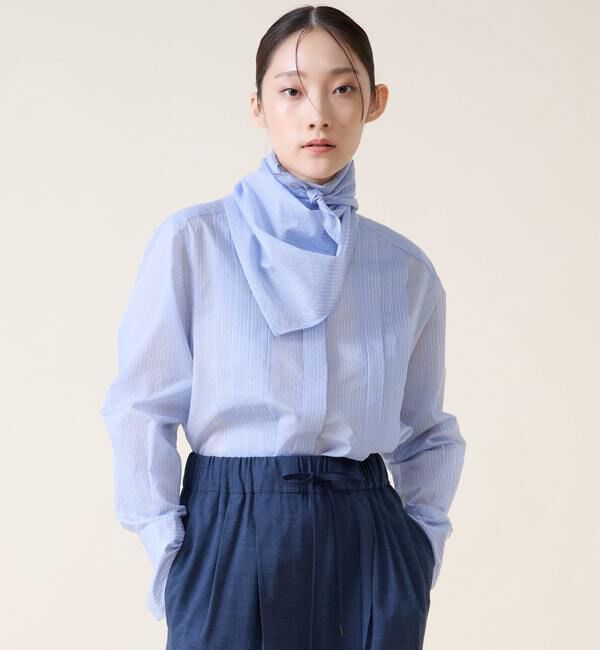 TIARA「スカーフ付きバンドカラーシャツ」|シャツ・ブラウス|