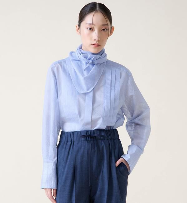 TIARA「スカーフ付きバンドカラーシャツ」|シャツ・ブラウス|