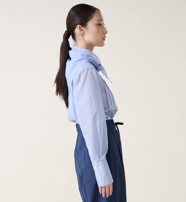 TIARA「スカーフ付きバンドカラーシャツ」|シャツ・ブラウス|