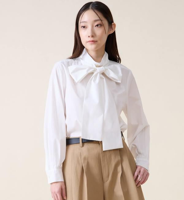 TIARA「ボウタイハイネックボタンブラウス」|シャツ・ブラウス|