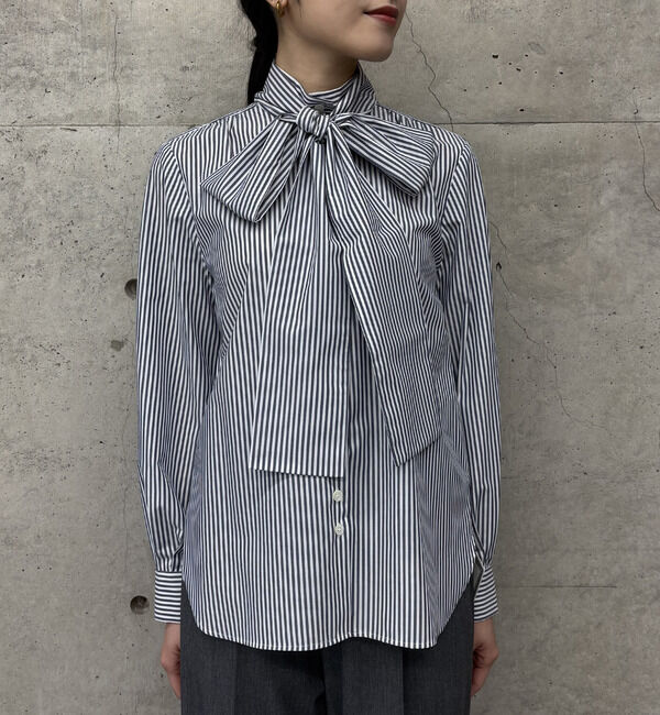 TIARA「ボウタイハイネックボタンブラウス」|シャツ・ブラウス|