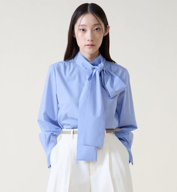 TIARA「ボウタイハイネックボタンブラウス」|シャツ・ブラウス|