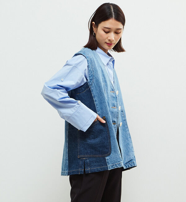 Soffitto「配色デニムベスト」|ベスト・ジレ|