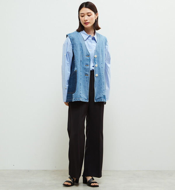 Soffitto「配色デニムベスト」|ベスト・ジレ|