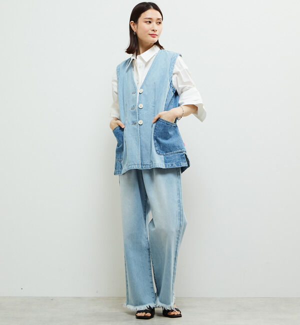 Soffitto「配色デニムベスト」|ベスト・ジレ|