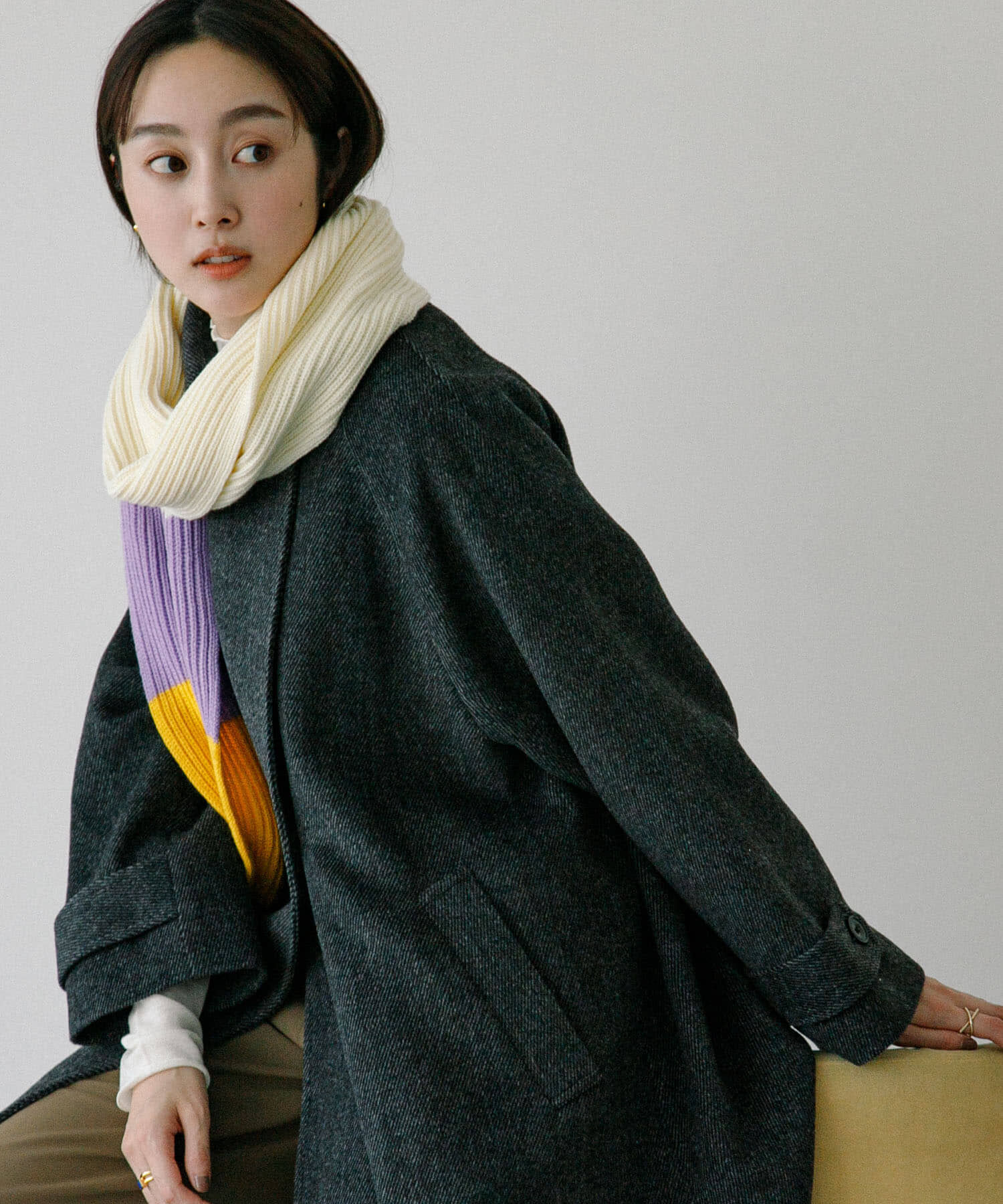 URBAN RESEARCH「ボーダーニットマフラー」|マフラー|ホワイト