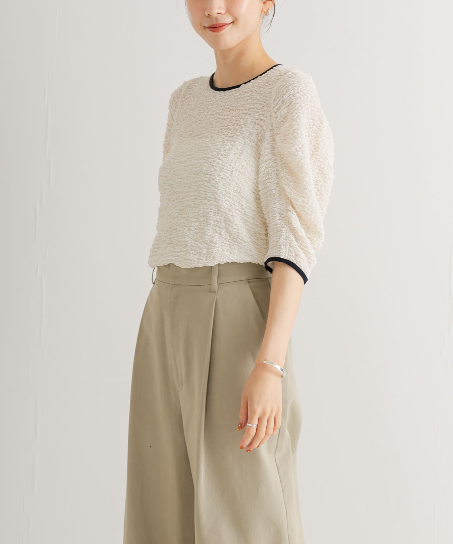 URBAN RESEARCH「シャーリングハーフスリーブプルオーバー」|Tシャツ・カットソー|