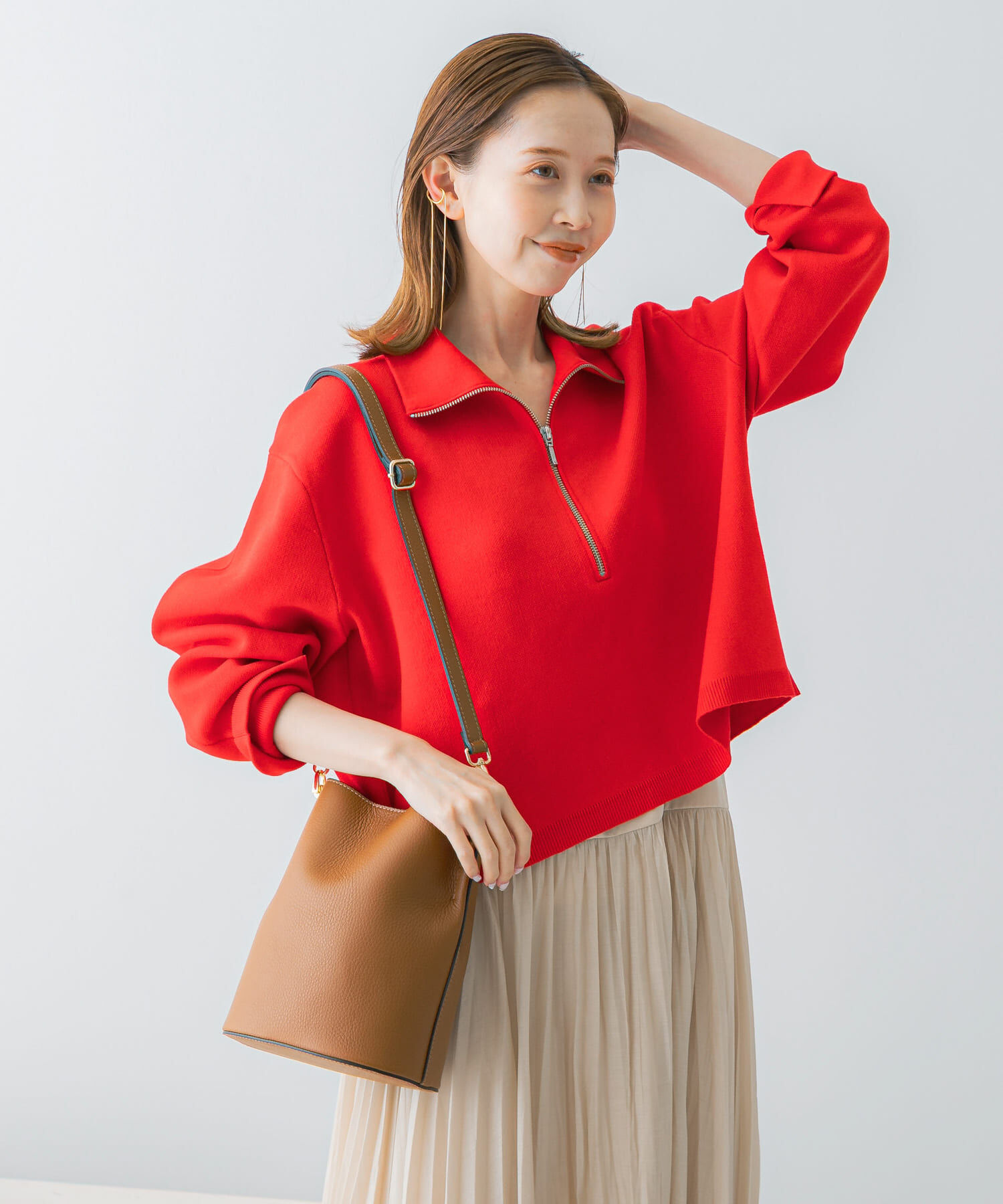 URBAN RESEARCH ROSSO「ハーフジップニット」|ニット・セーター|レッド