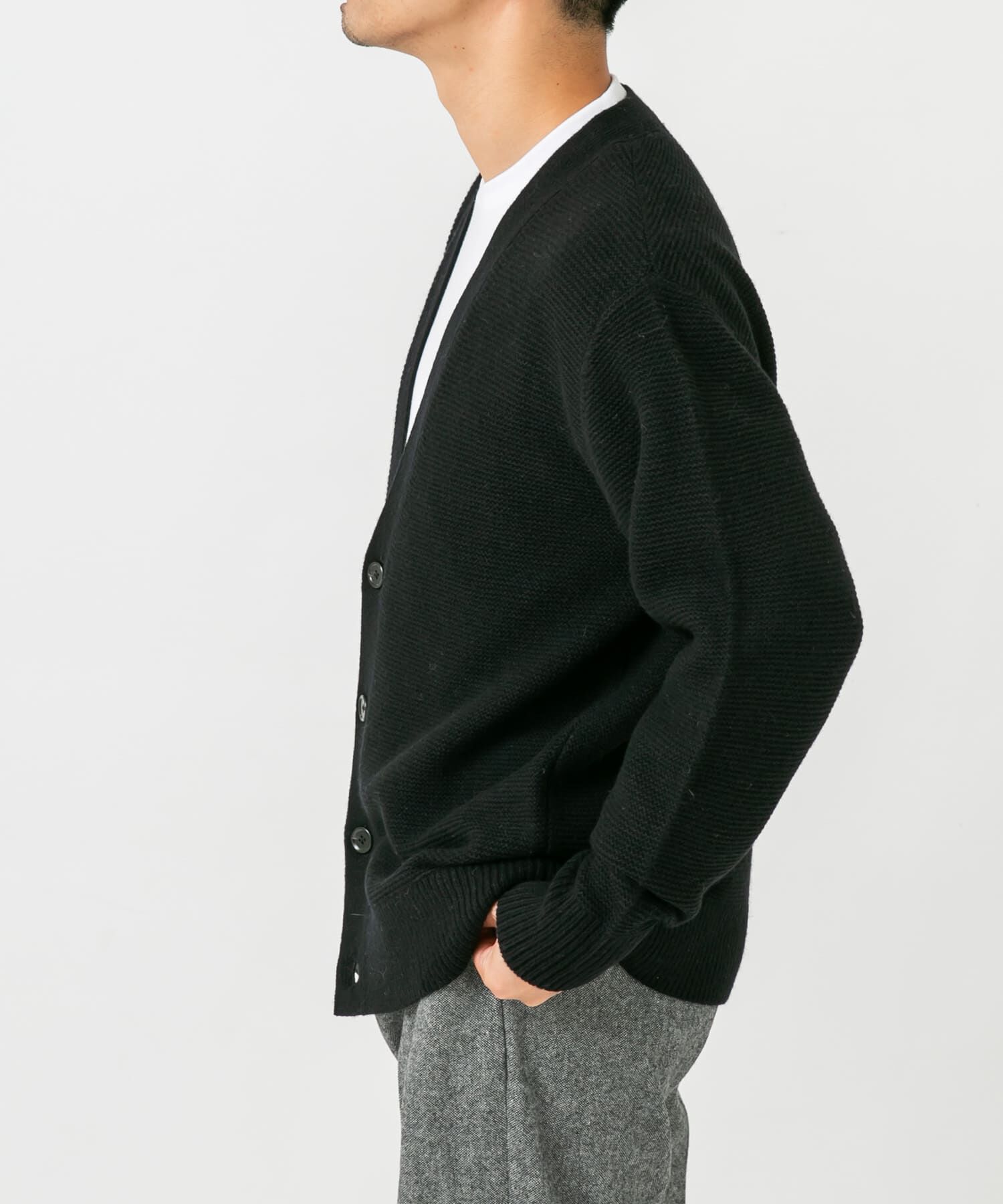 URBAN RESEARCH ROSSO「『XLサイズあり』ハミルトンウールガーター編みVネックカーディガン」|カーディガン|