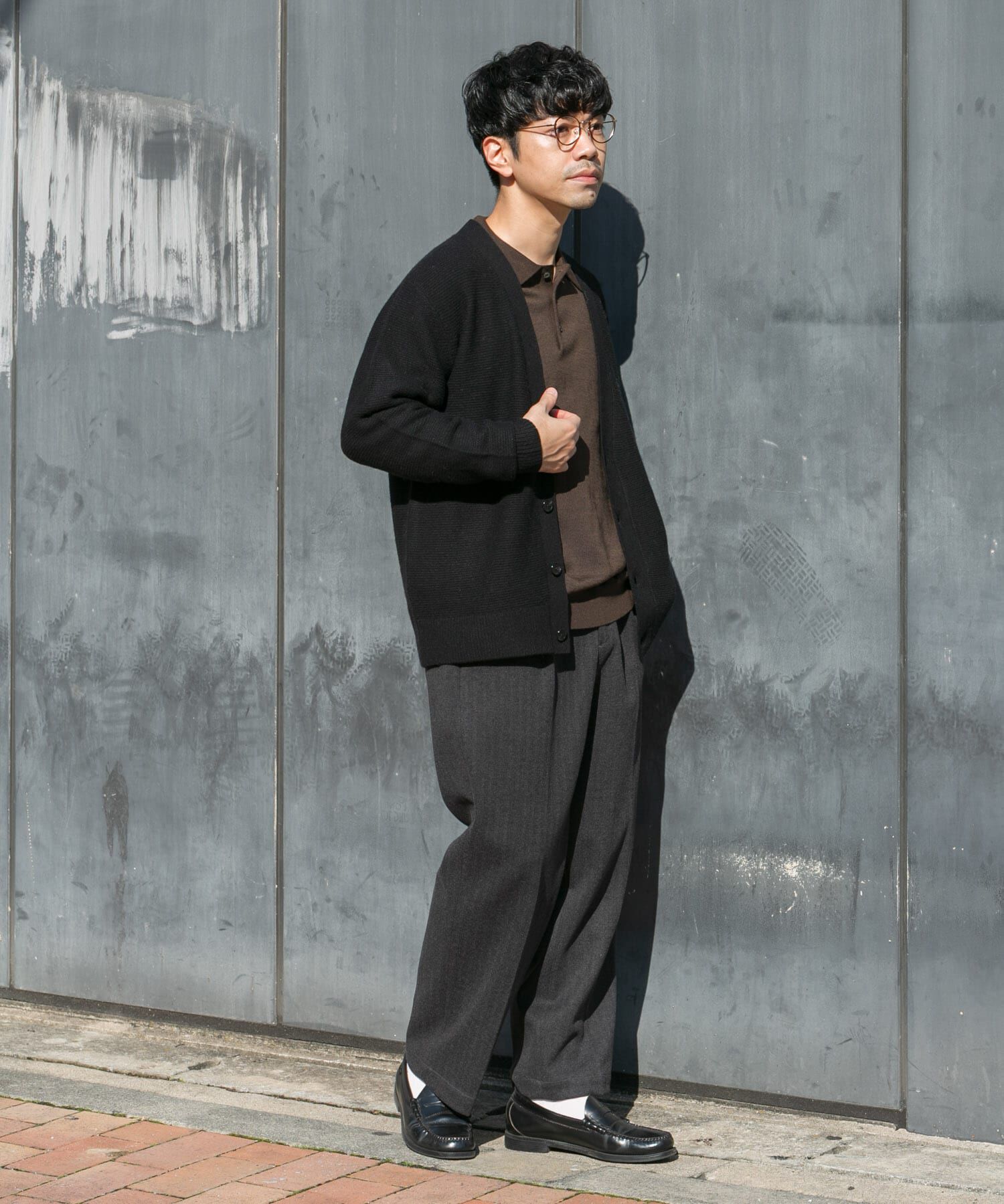 URBAN RESEARCH ROSSO「『XLサイズあり』ハミルトンウールガーター編みVネックカーディガン」|カーディガン|