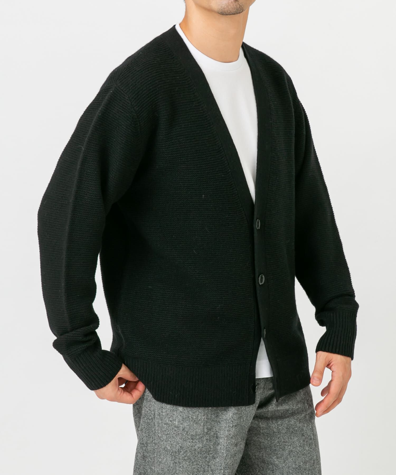 URBAN RESEARCH ROSSO「『XLサイズあり』ハミルトンウールガーター編みVネックカーディガン」|カーディガン|