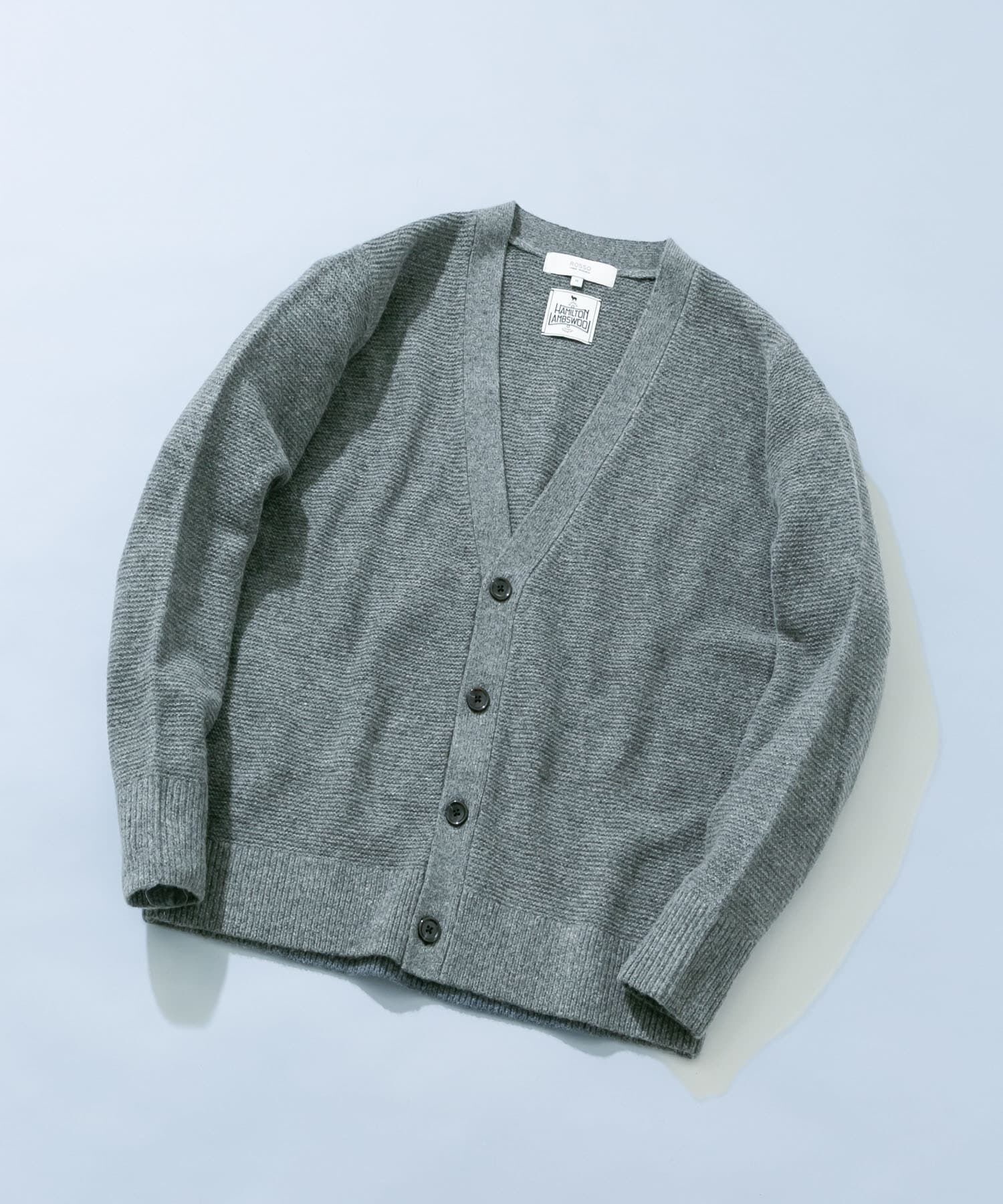 URBAN RESEARCH ROSSO「『XLサイズあり』ハミルトンウールガーター編みVネックカーディガン」|カーディガン|グレー