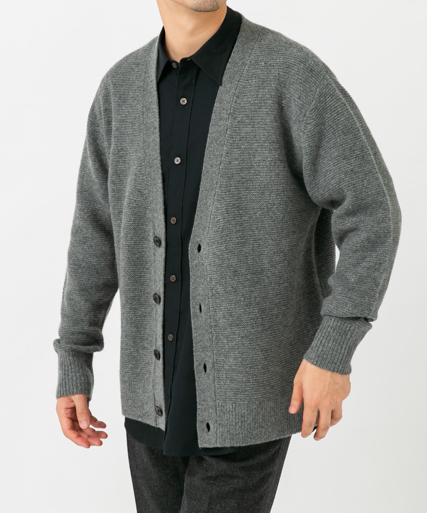 URBAN RESEARCH ROSSO「『XLサイズあり』ハミルトンウールガーター編みVネックカーディガン」|カーディガン|