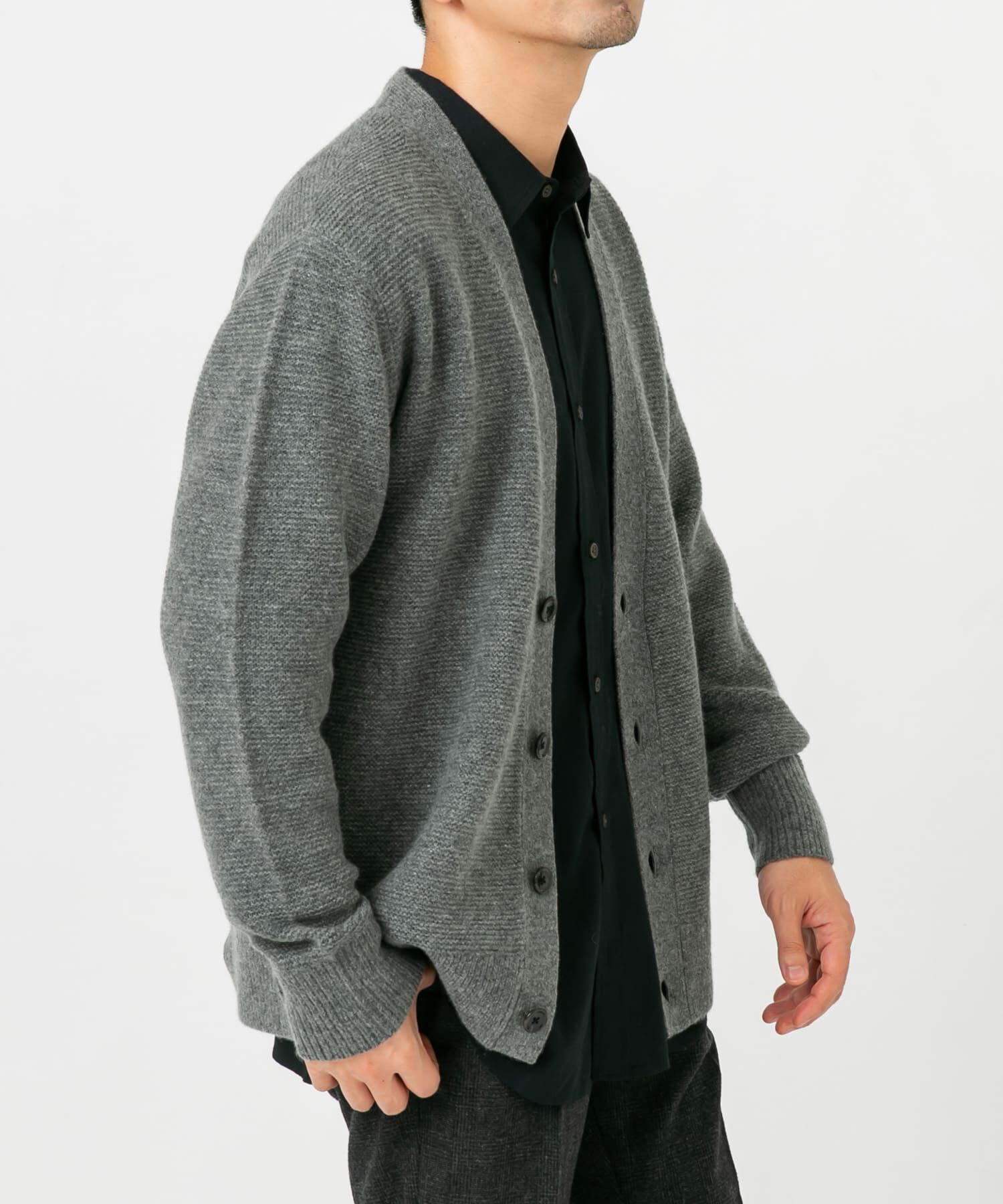 URBAN RESEARCH ROSSO「『XLサイズあり』ハミルトンウールガーター編みVネックカーディガン」|カーディガン|