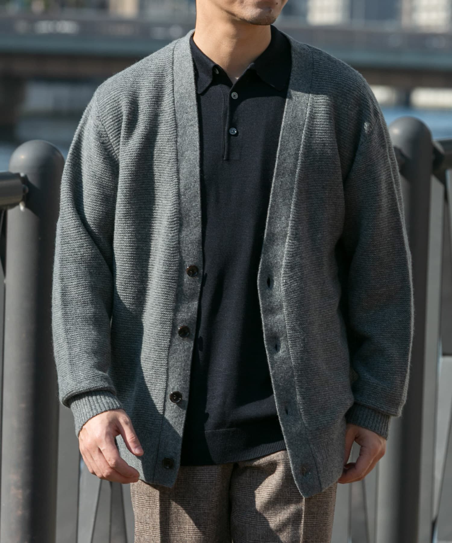 URBAN RESEARCH ROSSO「『XLサイズあり』ハミルトンウールガーター編みVネックカーディガン」|カーディガン|