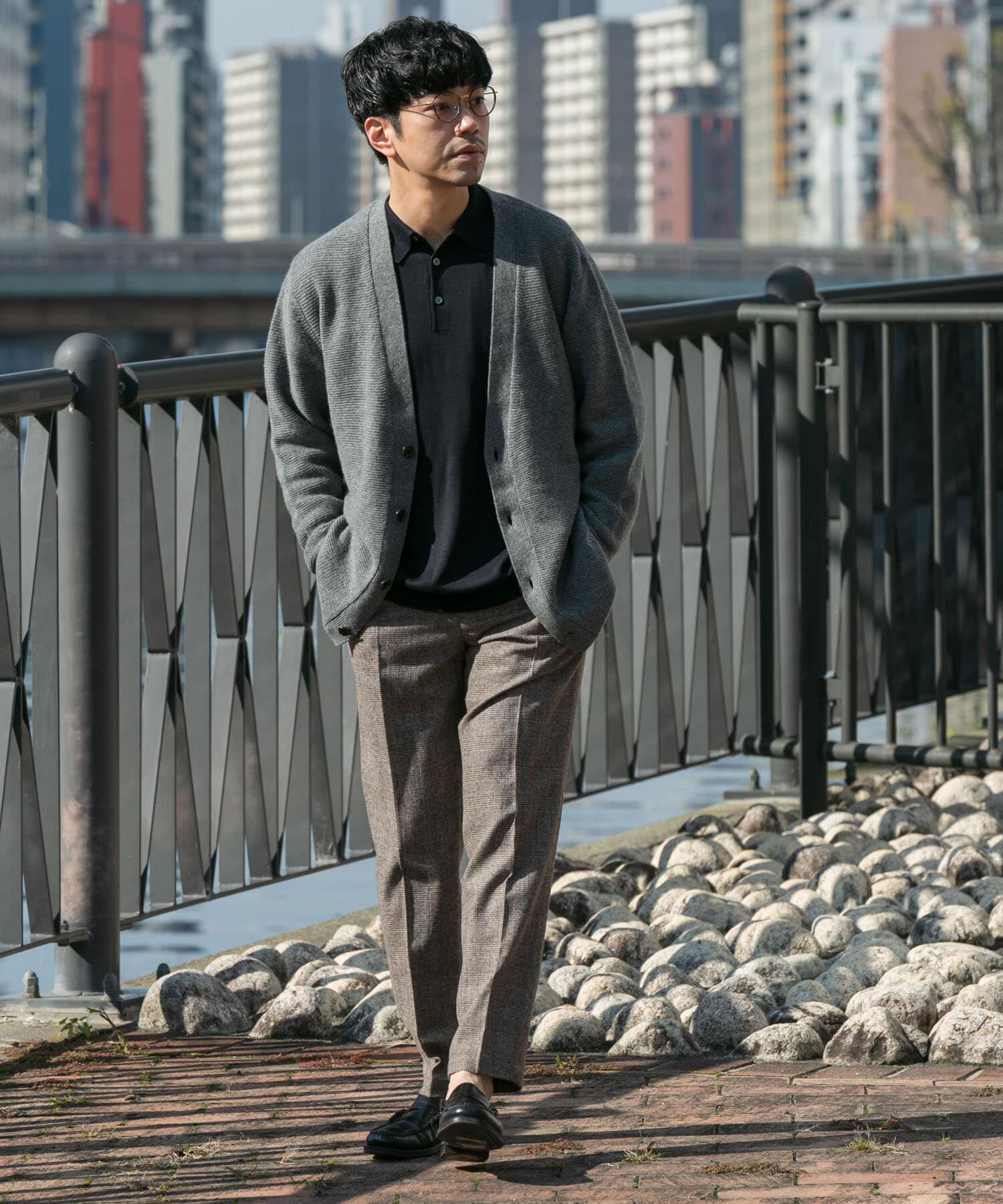 URBAN RESEARCH ROSSO「『XLサイズあり』ハミルトンウールガーター編みVネックカーディガン」|カーディガン|