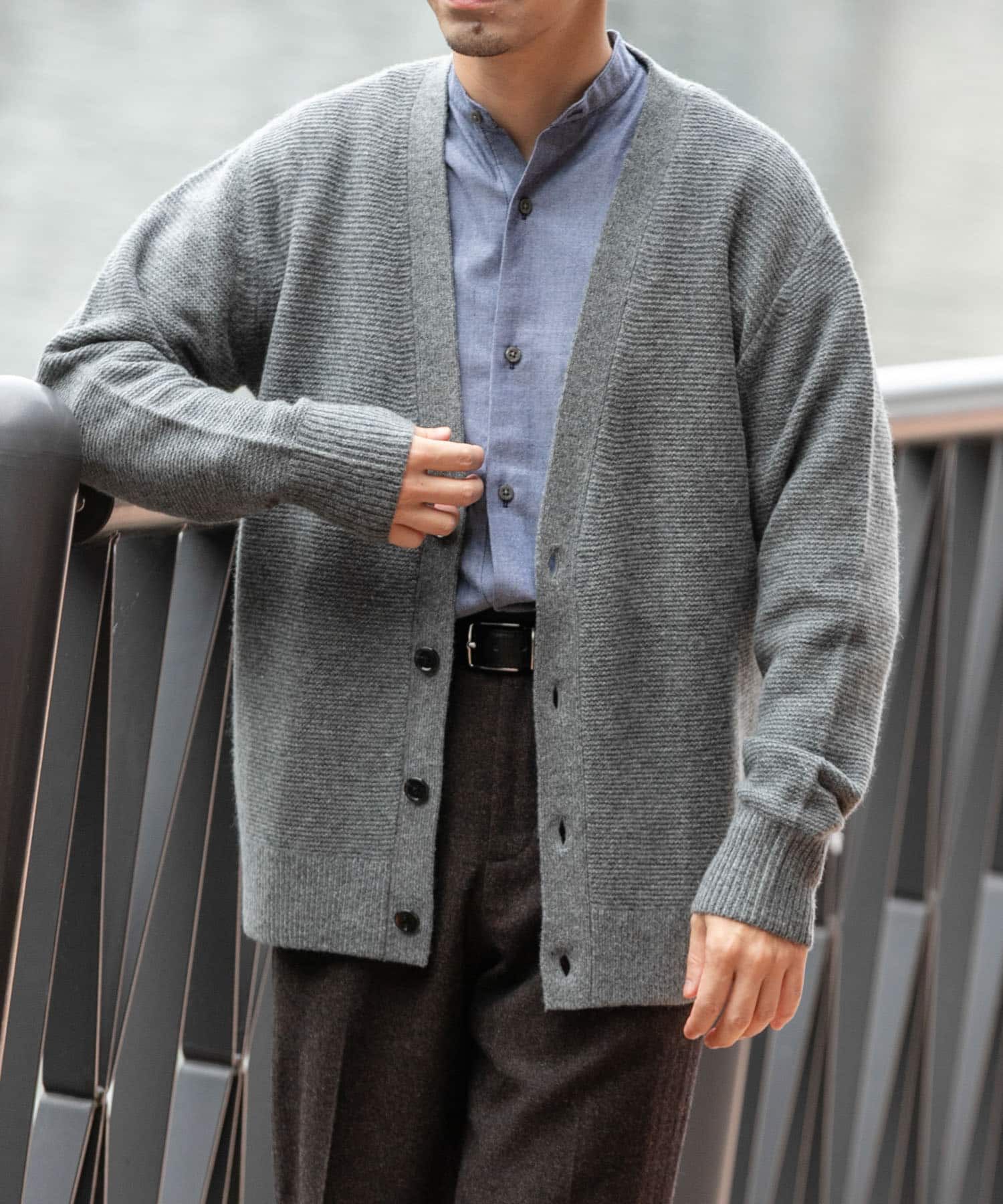 URBAN RESEARCH ROSSO「『XLサイズあり』ハミルトンウールガーター編みVネックカーディガン」|カーディガン|