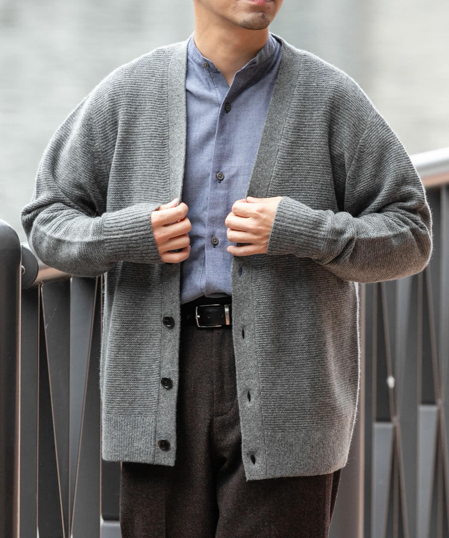 URBAN RESEARCH ROSSO「『XLサイズあり』ハミルトンウールガーター編みVネックカーディガン」|カーディガン|