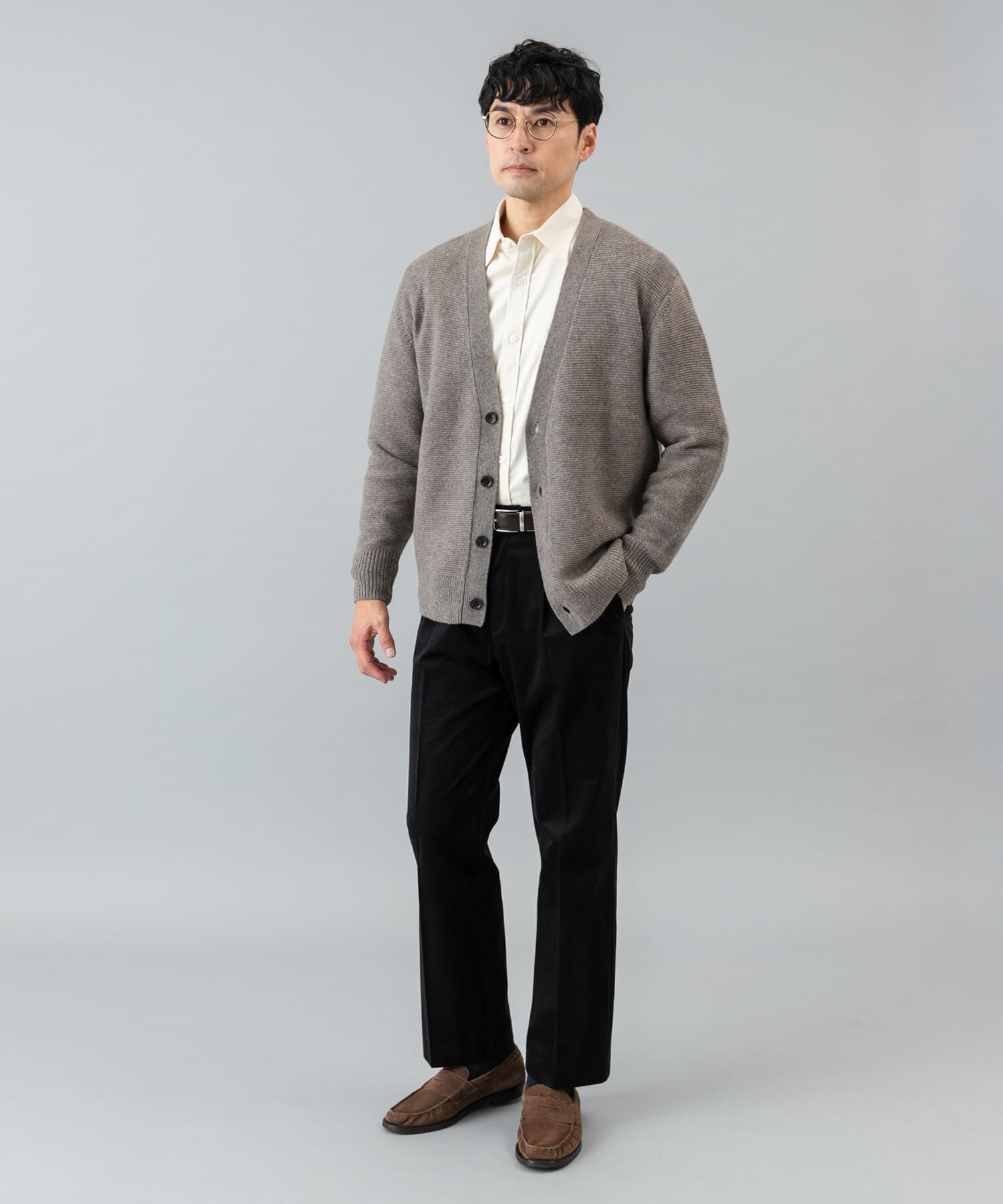 URBAN RESEARCH ROSSO「『XLサイズあり』ハミルトンウールガーター編みVネックカーディガン」|カーディガン|