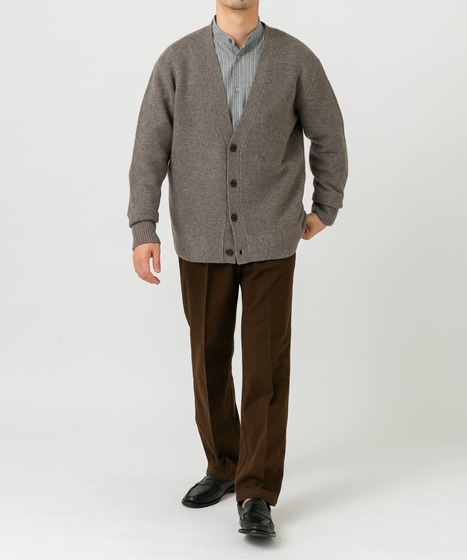 URBAN RESEARCH ROSSO「『XLサイズあり』ハミルトンウールガーター編みVネックカーディガン」|カーディガン|