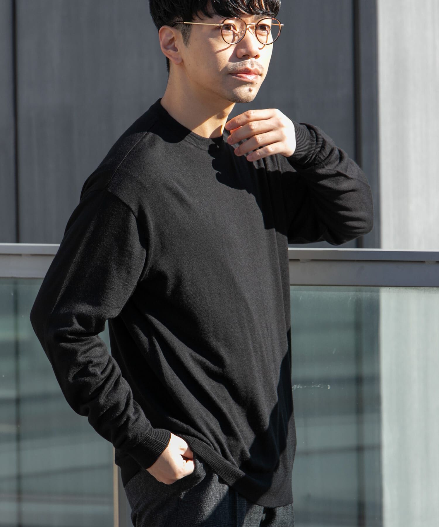 URBAN RESEARCH ROSSO「イタリア糸メリノウールクルーニット」|ニット・セーター|