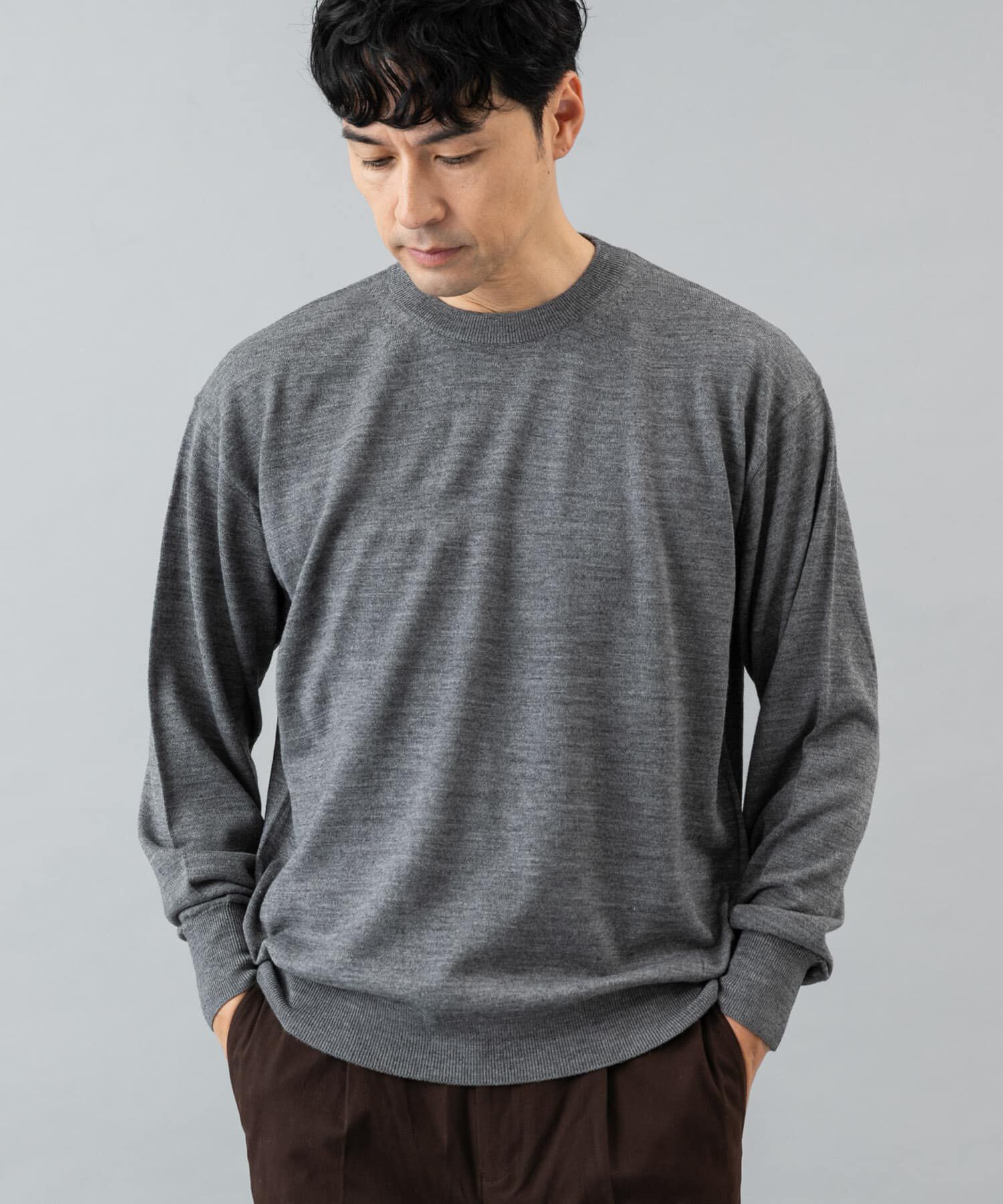 URBAN RESEARCH ROSSO「イタリア糸メリノウールクルーニット」|ニット・セーター|