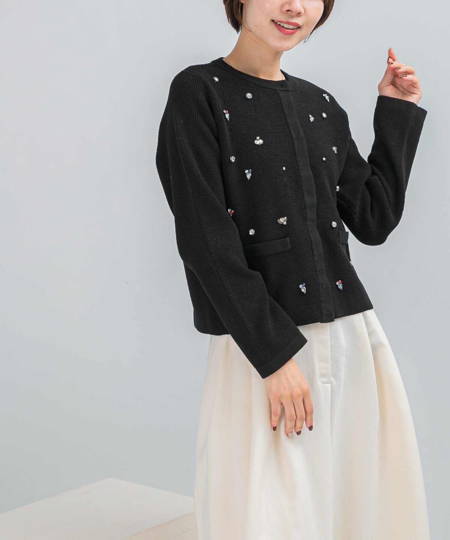 URBAN RESEARCH ROSSO「ビジューショートカーディガン」|カーディガン|